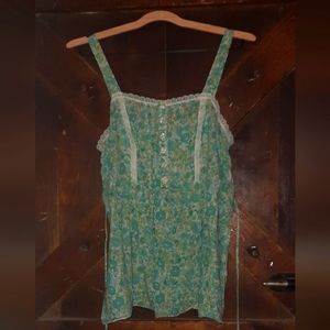 🍀3/15 Anchor blue Floral Prairie Woman Lace Tank Top